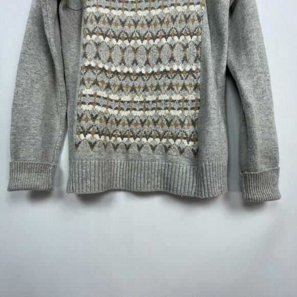 J. Crew Factory Merino Wool Blend Fair Isle Sweater Size S Gray Knit Style E3403 - Picture 13 of 14